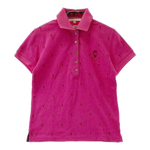 MARK&LONA マークアンドロナ × Disney 半袖ポロシャツ 総柄 ピンク系