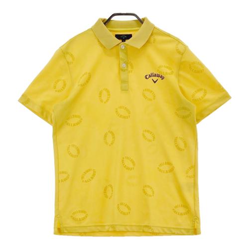 CALLAWAY キャロウェイ 半袖 ポロシャツ イエロー 総柄 LLサイズ CALLAWAY キャロウェイ 半袖ポロシャツ クラブ 総柄 イエロー系 サイズ
