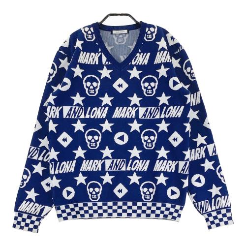 MARK&LONA マークアンドロナ ニットベスト 総柄 ブルー系 サイズ：44