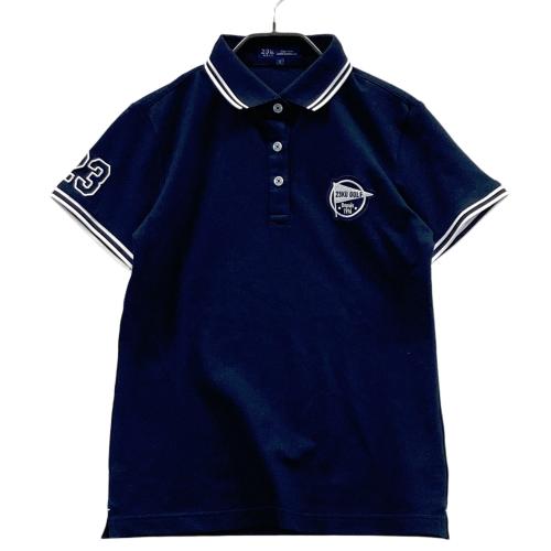 23区GOLF ニジュウサンクゴルフ 半袖ポロシャツ 総柄 ネイビー系