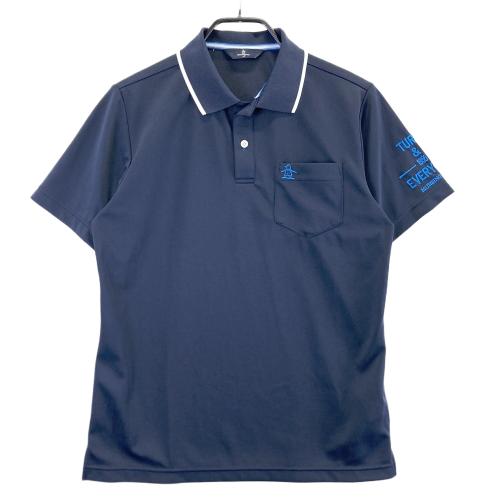 MUNSING WEAR マンシングウェア 半袖ポロシャツ ロゴプリント ネイビー