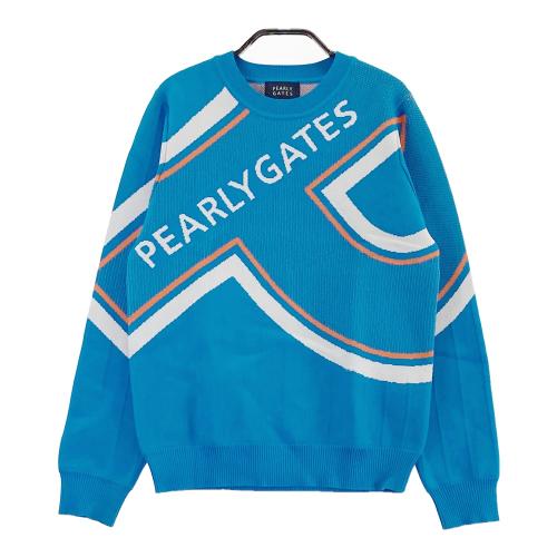 PEARLY GATES 青 ジップアップセーター サイズ5 2回のみ着用 PEARLY GATES パーリーゲイツ 2024年モデル ニットセーター 総柄