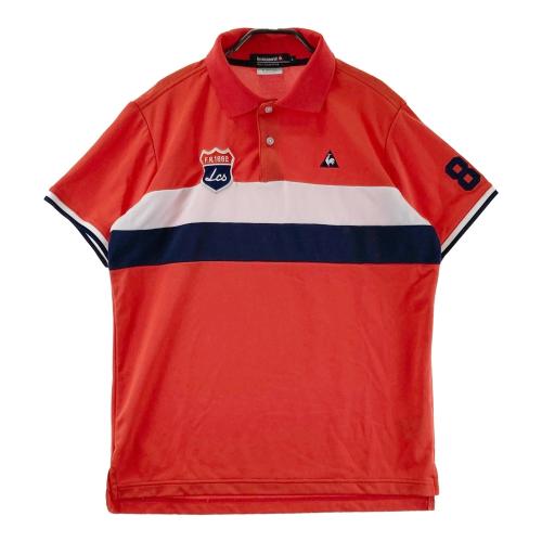 LE COQ GOLF ルコックゴルフ 半袖ポロシャツ 総柄 レッド系 サイズ：M
