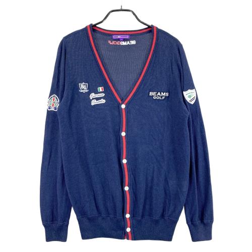 PEARLY GATES パーリーゲイツ 麻 ニットカーディガン ネイビー系