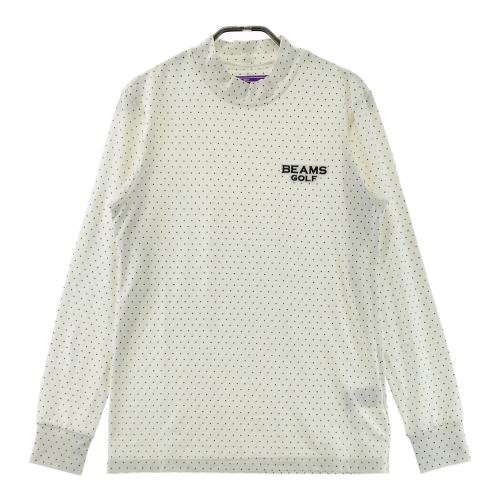サイズ：S BEAMS GOLF ビームスゴルフ  ハイネック 長袖Tシャツ ドット柄 ホワイト系 [240101661327] ゴルフウェア メンズ ストスト BEAMS GOLF ビームスゴルフ ハイネック 長袖Tシャツ ドット柄 ホワイト