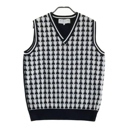 ST ANDREWS セントアンドリュース Vネック ニットベスト 総柄 ネイビー
