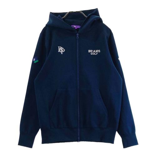 ビームスゴルフ　BEAMS GOLF ニット ジップジャケット　ウール100% BEAMS GOLF ビームスゴルフ ウール ニットジャケット ワッペン