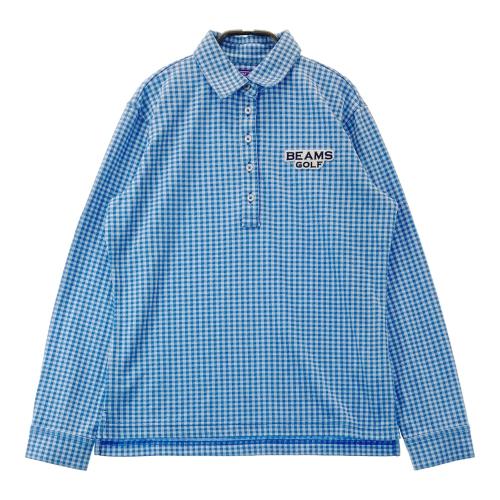 【新品未使用】BEAMS GOLF レディース ボタンダウンシャツ 長袖 SAX BEAMS GOLF ビームスゴルフ 長袖シャツ ボタンダウン チェック柄
