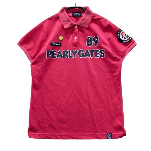 PEARLY GATES パーリーゲイツ 半袖ポロシャツ ニコちゃん ロゴ ピンク
