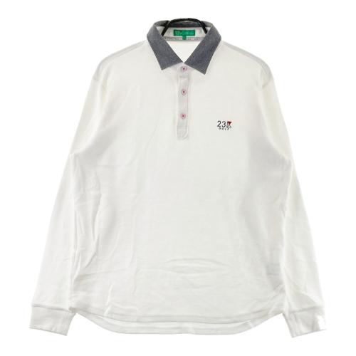 23区GOLF ニジュウサンクゴルフ 長袖ポロシャツ ホワイト系 サイズ：LL