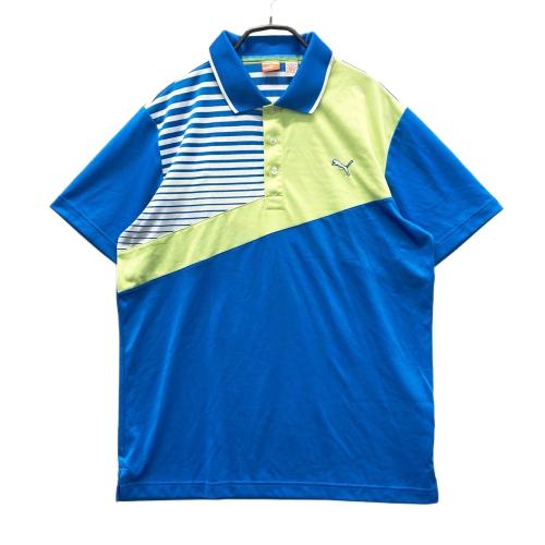 PUMA GOLF プーマゴルフ 半袖ポロシャツ ボタンダウン ドット柄 ブルー