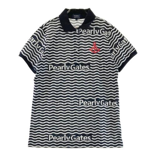 PEARLY GATES パーリーゲイツ 半袖ポロシャツ ボーダー柄 ネイビー系