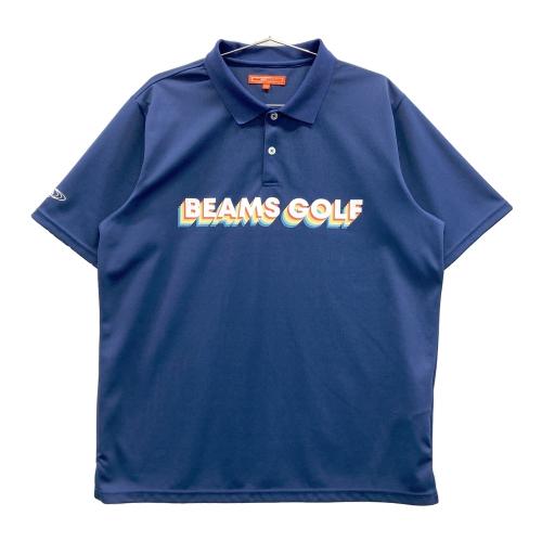 BEAMS GOLF ビームスゴルフ 半袖ポロシャツ パラソル 総柄 ネイビー系