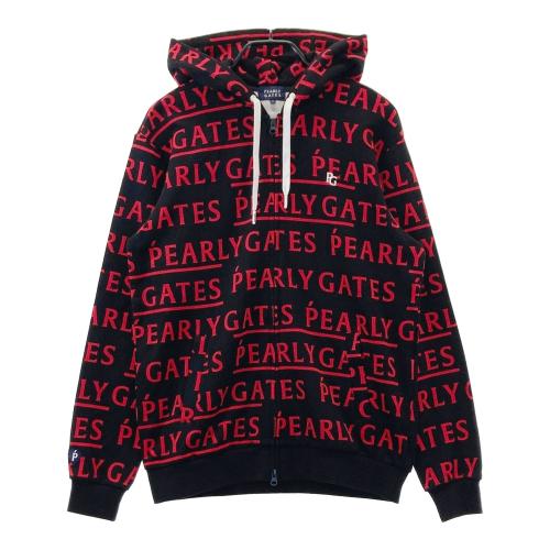 PEARLY GATES パーリーゲイツ 長袖ジップパーカー ロゴ柄 ブラック系