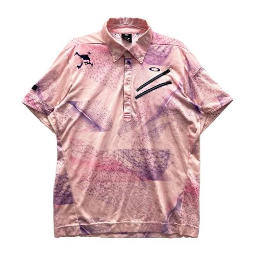 OAKLEY オークリー 半袖ポロシャツ 総柄 ピンク系 サイズ：M ランク：A