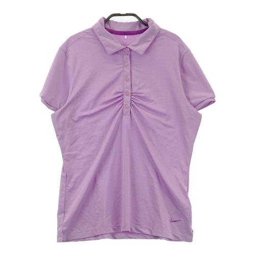 NIKE GOLF ナイキゴルフ 半袖ポロシャツ ボーダー柄 パープル系 サイズ