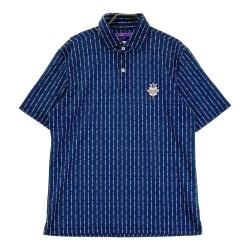 BEAMS GOLF ビームスゴルフ 半袖ポロシャツ ワッペン ロゴ ストライプ