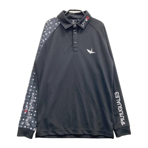 1PIU1UGUALE3 GOLF GRT056 長袖ポロシャツ 総柄 ブラック系 サイズ：5