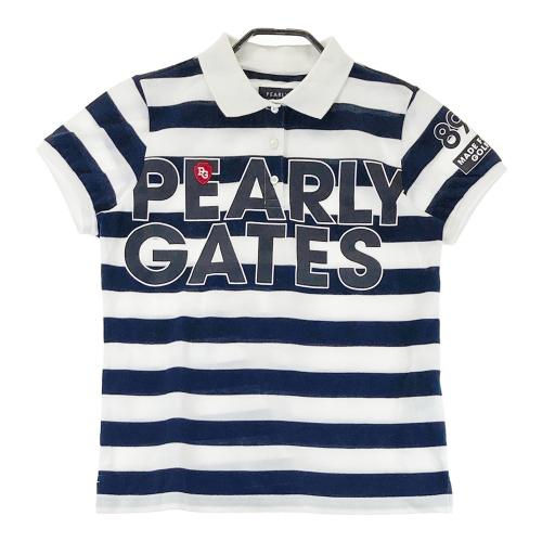 PEARLY GATES パーリーゲイツ 半袖ポロシャツ ボーダー柄 ネイビー系