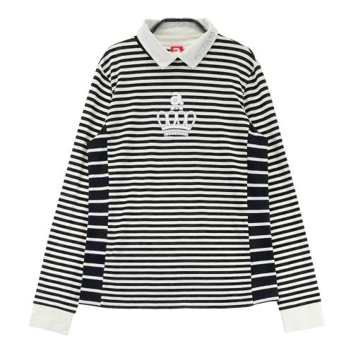 ARCHIVIO アルチビオ ハイネック長袖 Tシャツ ボーダー柄 ホワイト系