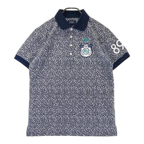極美品 パーリーゲイツ 半袖ポロシャツ 0 ドット柄 ワッペン ゴルフウェア白黒 PEARLY GATES パーリーゲイツ 半袖ポロシャツ ワッペン ドット柄