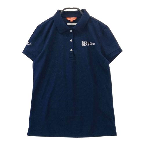 BEAMS GOLF ビームスゴルフ ロゴ刺繍入り 半袖ポロシャツ ネイビー系